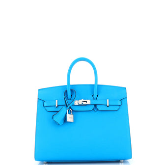Hermes Birkin Sellier Bag Blue Epsom with Palladium Hardware 25