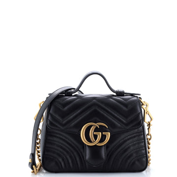 Gucci GG Marmont Top Handle Flap Bag Matelasse Leather Mini