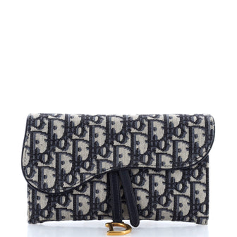 Christian Dior Saddle Chain Wallet Oblique Canvas