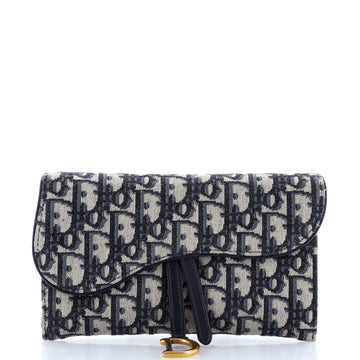 Christian Dior Saddle Chain Wallet Oblique Canvas