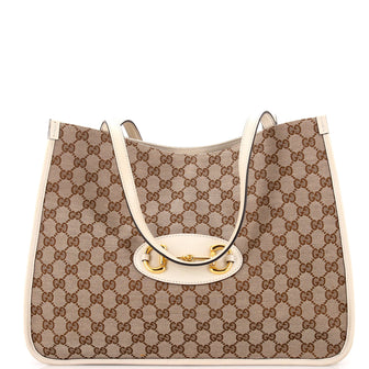 Gucci Horsebit 1955 Tote Canvas and Leather Medium