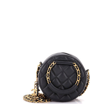 Chanel In The Loop Round Clutch with Chain Quilted Caviar Mini