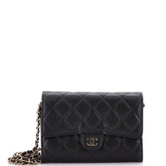 Chanel Classic Flap Wallet Crossbody Bag Quilted Caviar Mini