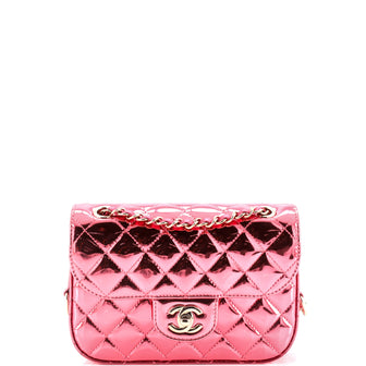 Chanel Classic Single Flap Bag with Star Coin Purse Quilted Metallic Leather Mini