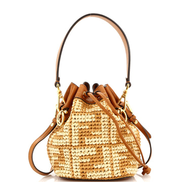 Fendi Mon Tresor Bucket Bag Zucca Raffia Mini