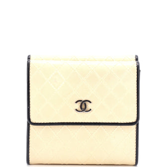 Chanel Diamond Stitch CC Trifold Wallet Quilted Calfskin Compact