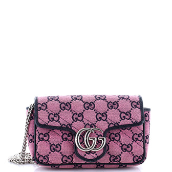 Gucci GG Marmont Flap Bag Diagonal Quilted GG Canvas Super Mini
