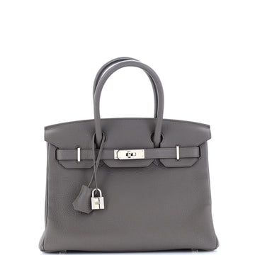 Hermes Birkin Handbag Grey Togo with Palladium Hardware 30