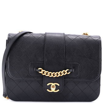 Chanel Front Chain Flap Bag Quilted Sheepskin Medium