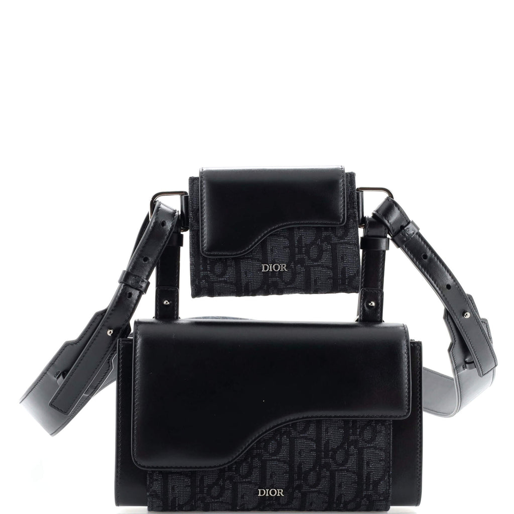 Christian Dior Elite Shoulder Pouch Oblique Canvas and Calfskin