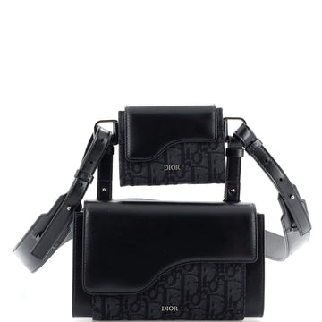 Christian Dior Elite Shoulder Pouch Oblique Canvas and Calfskin