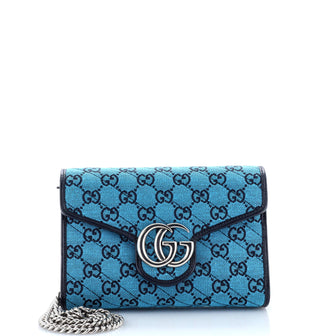 Gucci GG Marmont Chain Wallet Diagonal Quilted GG Canvas Mini