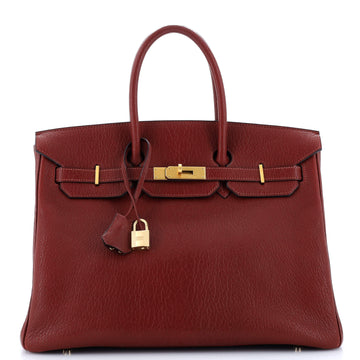 Hermes Birkin Handbag Red Chevre de Coromandel with Brushed Gold Hardware 35
