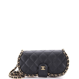 Chanel Chain Around Sunglasses Case with Chain Quilted Caviar