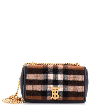 Burberry Lola Shoulder Bag Quilted House Check Cashmere Small