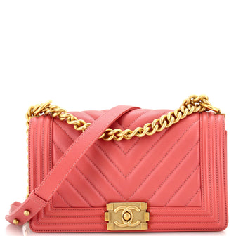 Chanel Boy Flap Bag Chevron Calfskin Old Medium