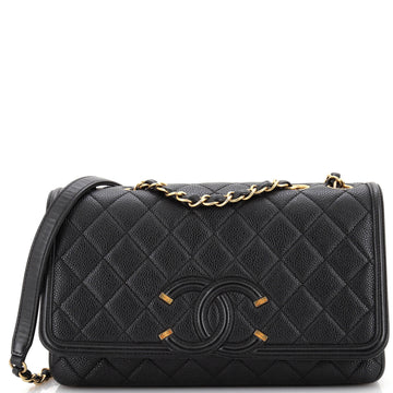 Chanel Filigree Flap Bag Quilted Caviar Medium