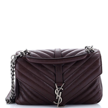 Saint Laurent Classic Monogram College Bag Matelasse Chevron Leather Medium