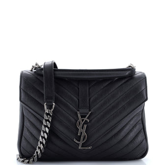 Saint Laurent Classic Monogram College Bag Matelasse Chevron Leather Medium