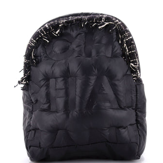 Chanel Doudoune Backpack Embossed Nylon with Tweed Medium
