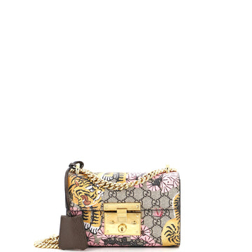 Gucci Padlock Shoulder Bag Bengal Print GG Coated Canvas Small