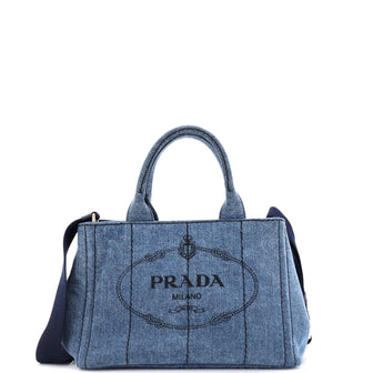 Prada Canapa Convertible Tote Denim Mini