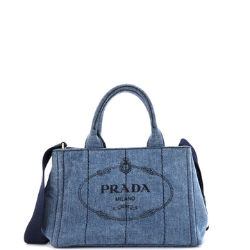 Prada Canapa Convertible Tote Denim Mini