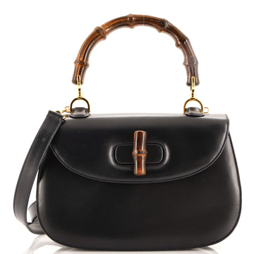 Gucci Vintage Convertible Bamboo Top Handle Bag Leather Medium