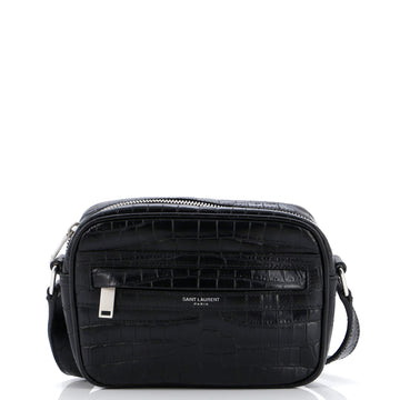 Saint Laurent Camp Camera Bag Crocodile Embossed Leather Mini