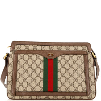 Gucci Ophidia Zip Shoulder Bag GG Coated Canvas Medium
