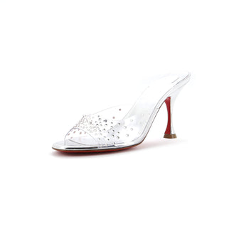 Christian Louboutin Women's Degramule Mule Sandals Embellished PVC and Leather 85