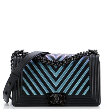 Chanel Boy Flap Bag Chevron Lambskin with Holographic PVC Old Medium