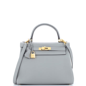 Hermes Kelly Handbag Grey Togo with Gold Hardware 28