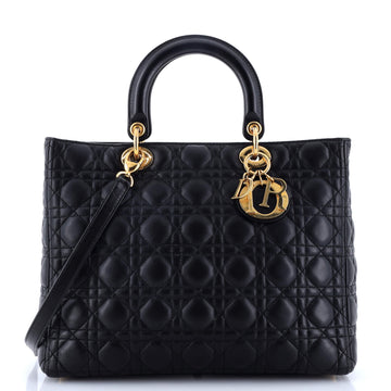 Christian Dior Vintage Lady Dior Bag Cannage Quilt Lambskin Large