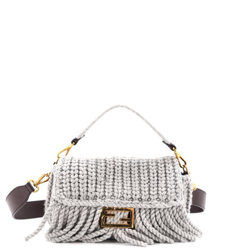 Fendi Baguette NM Bag Knit Wool with Fringe Medium
