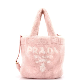 Prada Logo Tote Shearling Small