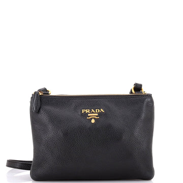 Prada Double Zip Crossbody Bag Vitello Daino Small