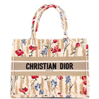 Christian Dior Book Tote Embroidered Canvas Medium
