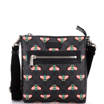 Gucci Front Zip Messenger Bestiary Bee Print GG Coated Canvas Small
