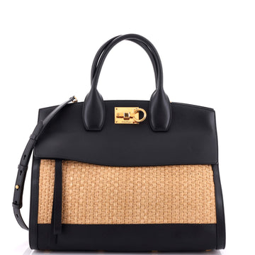 Salvatore Ferragamo Studio Satchel Straw and Leather Medium