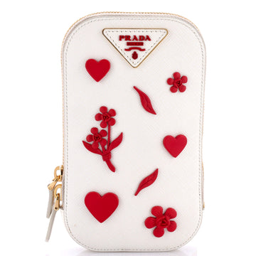 Prada Zip Phone Holder Crossbody Bag Saffiano Leather