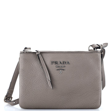 Prada Double Zip Crossbody Bag Vitello Daino Small