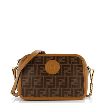 Fendi FF Logo Stamp Camera Bag Zucca Coated Canvas Small