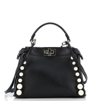 Fendi Peekaboo Bag Pearl Embellished Leather Mini