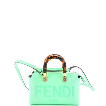 Fendi Logo By The Way Top Handle Bag Embossed Leather Mini