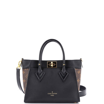 Louis Vuitton On My Side Tote Leather with Monogram Canvas PM