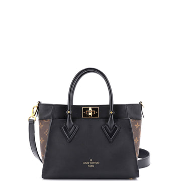 Louis Vuitton On My Side Tote Leather with Monogram Canvas PM