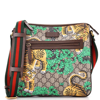 Gucci Front Zip Messenger Bengal Print GG Coated Canvas Medium