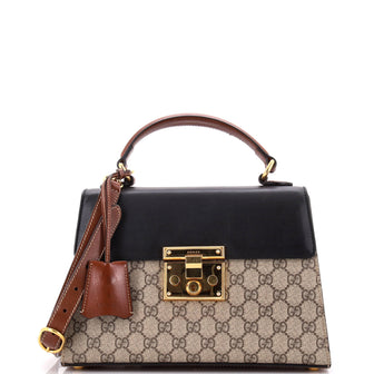 Gucci Padlock Top Handle Bag GG Coated Canvas and Leather Small