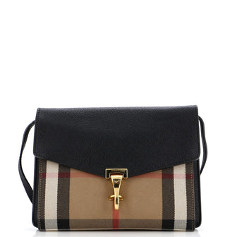 Burberry Macken Crossbody Bag Leather and House Check Canvas Small